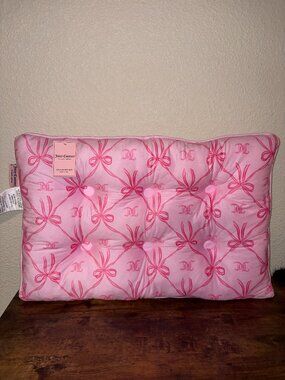 Juicy Couture Pink Velour Pet Bed Crate Mat Bow Print 25in x16in  Dog Bed NWT